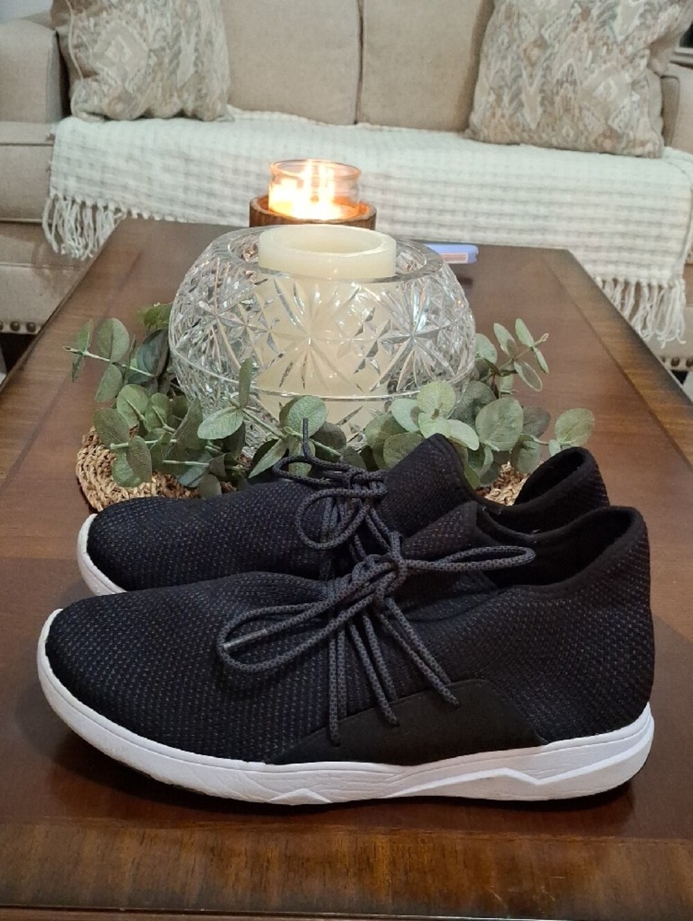 Vessi Cityscape Ultra Lightweight Black Knit Lace-Up Men's Sneakers Size 12